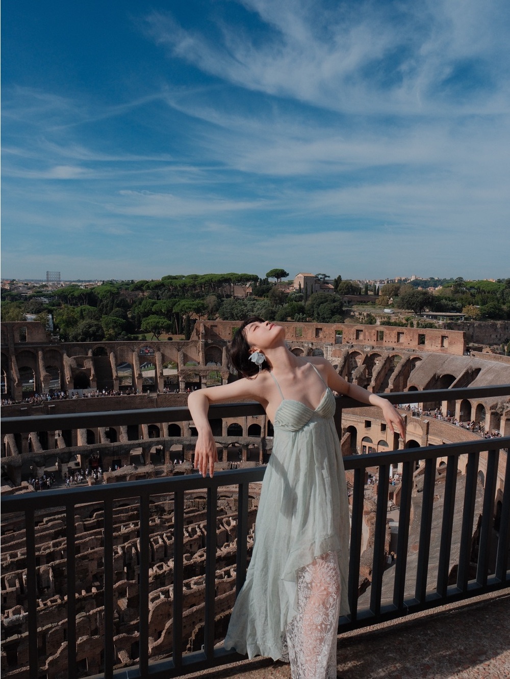 Spaghetti-Strap Lace Maxi Dress in Mint